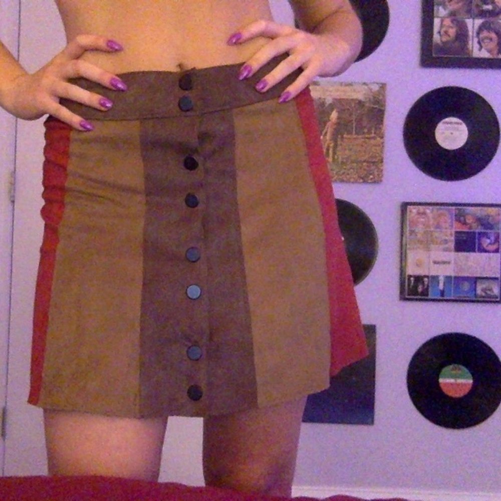 Suede Panel Skirt
